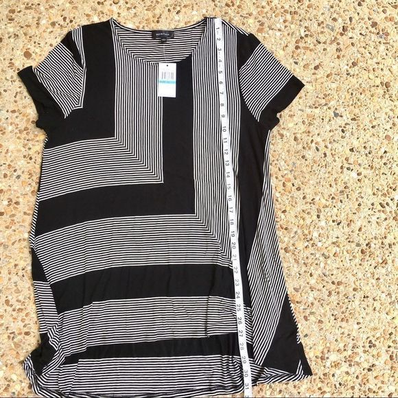 NWT Spence Black Ivory Striped Geometric Tunic L - Picture 6 of 7